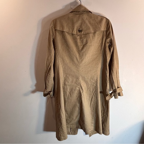 THEORY Sz M Nania Hummingbird 100% Linen Trench Coat Pockets Buttons - Picture 6 of 11